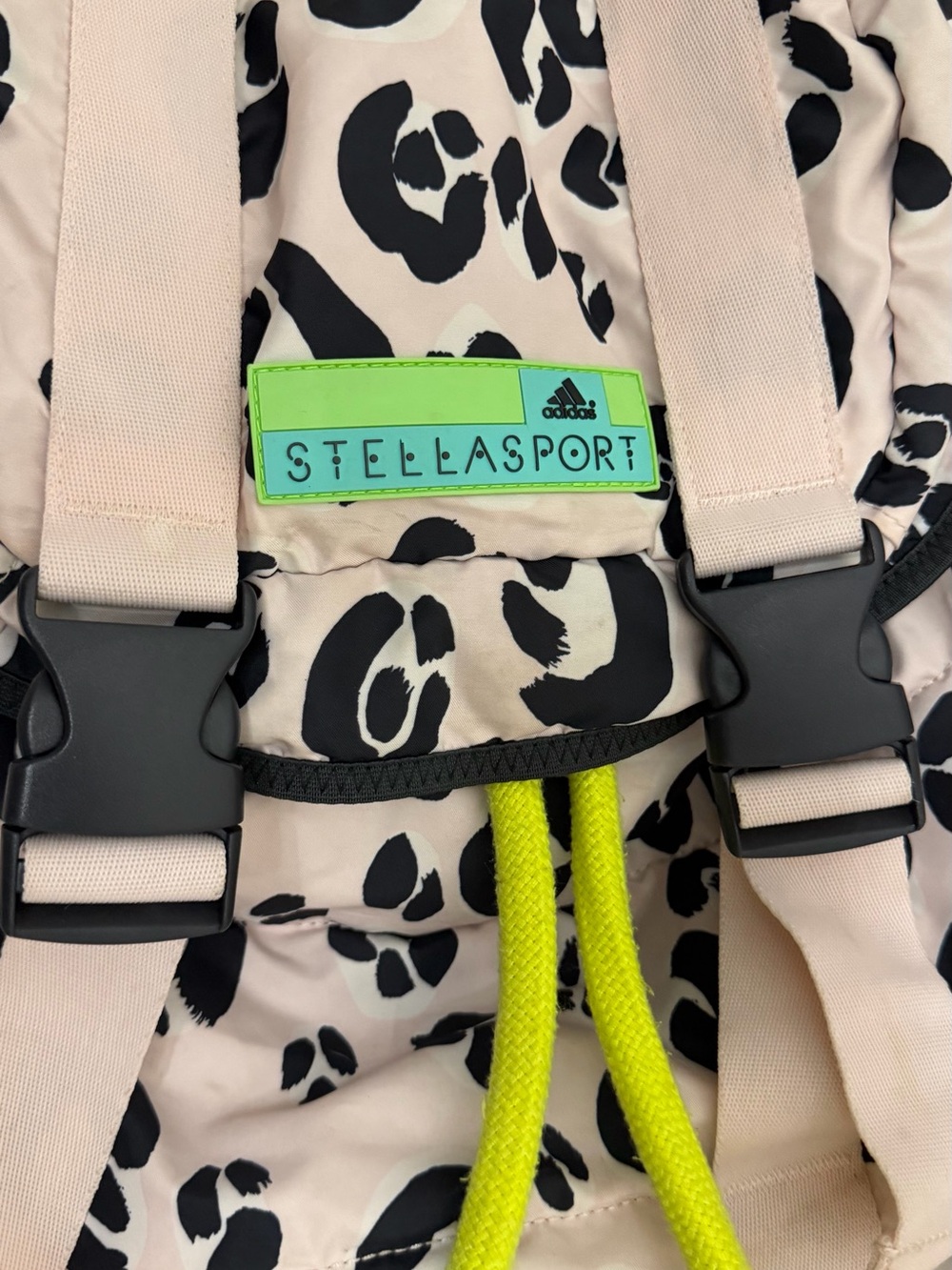adidas StellaSport Leopard Print Backpack with Neon Green Accents - Picture 5 of 10
